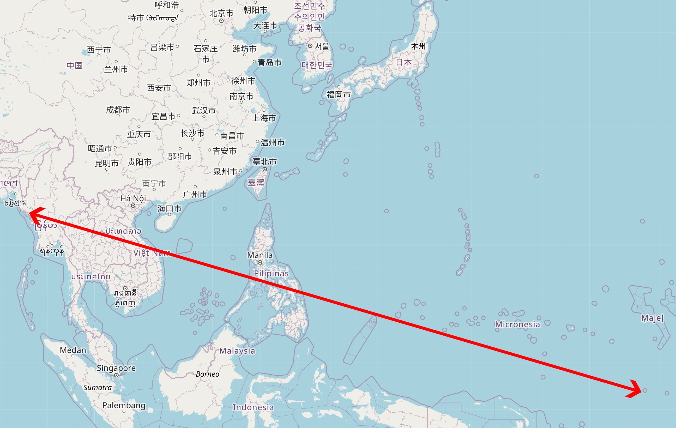 Map showing the extent of Japan's time zone 1942-1945